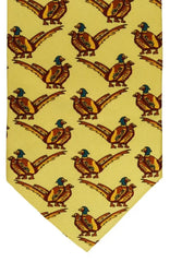  Country And Hobby Double Pheasant Print Silk Tie - Yellow Accessories