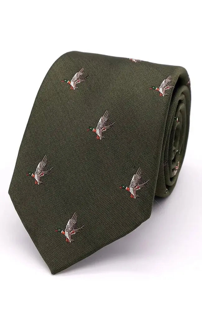  Country And Hobby Flying Duck Silk Tie - Green Accessories