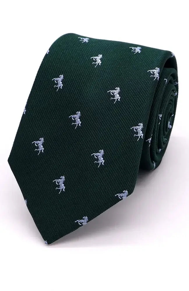  Country And Hobby Horse Silk Tie - Sky On Green Accessories