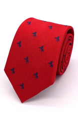  Country And Hobby Horse Silk Tie - Navy On Red Accessories