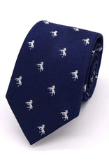  Country And Hobby Horse Silk Tie - Silver On Navy Accessories