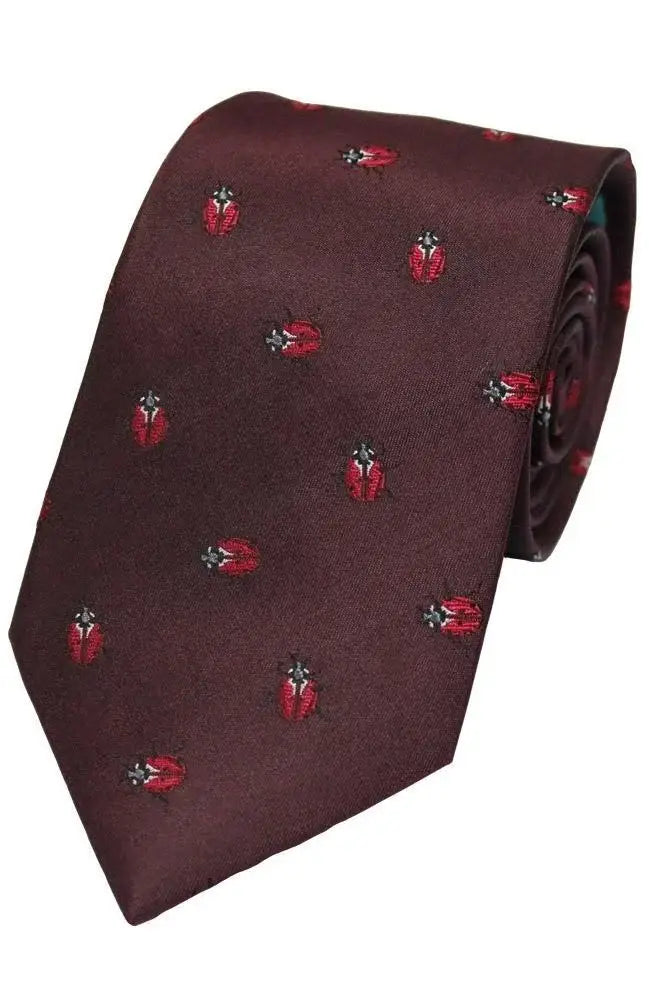  Country And Hobby Ladybird Silk Tie - Wine Accessories