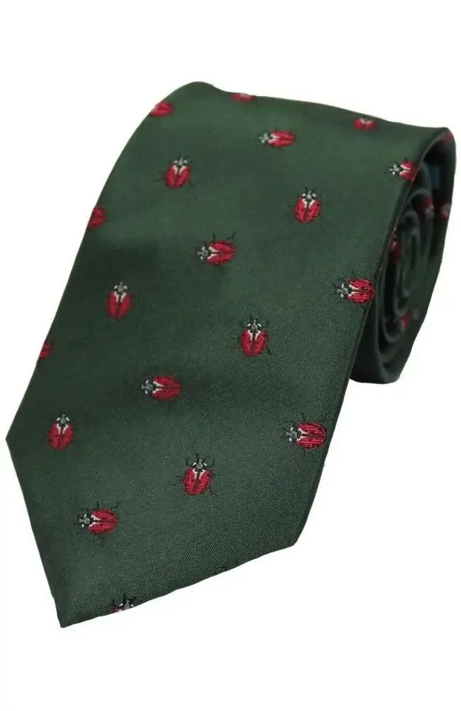  Country And Hobby Ladybird Silk Tie - Green Accessories