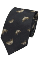  Country And Hobby Moth Silk Tie - Navy Accessories