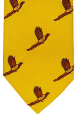  Country And Hobby Pheasant Print Silk Tie - Gold Accessories