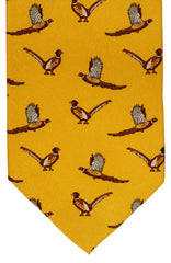  Country And Hobby Pheasant Print Silk Tie - Amber Accessories