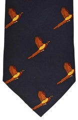  Country And Hobby Pheasant Print Silk Tie - Navy Accessories