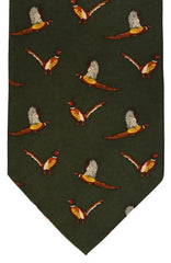  Country And Hobby Pheasant Print Silk Tie - Green Accessories