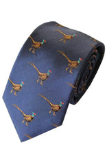  Country And Hobby Pheasant Silk Tie - Blue Accessories