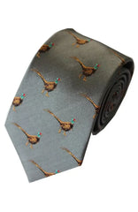  Country And Hobby Pheasant Silk Tie - Grey Accessories