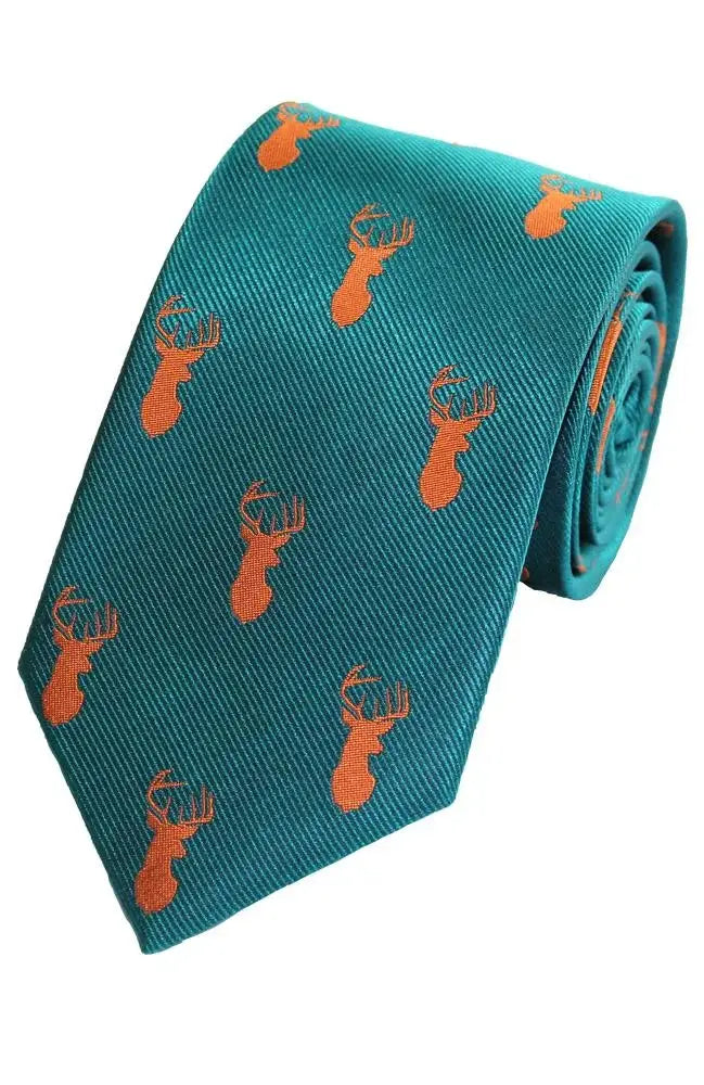  Country And Hobby Stag Silk Tie - Green Accessories
