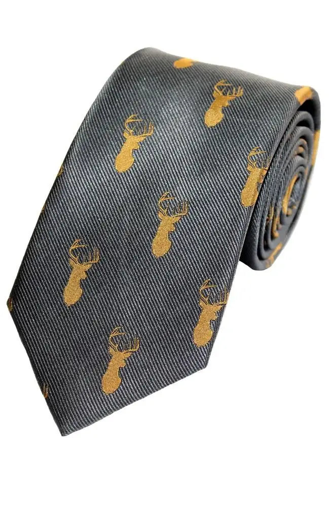  Country And Hobby Stag Silk Tie - Grey Accessories