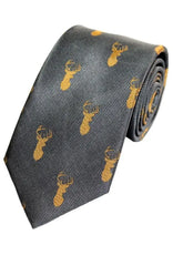  Country And Hobby Stag Silk Tie - Grey Accessories