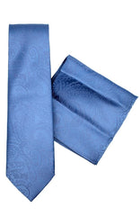  Blue Paisley Silk Tie And Hank Set - Accessories